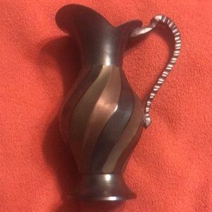 Commodore SOLID brass multi colored vase ..heavy in weight